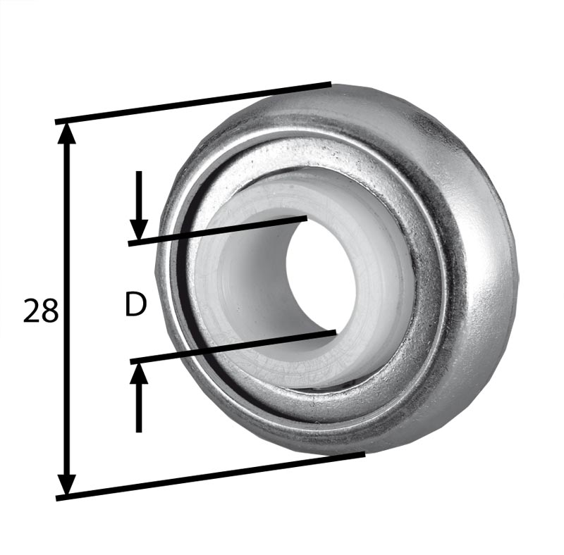 Selve Mini-Kugellager Ø 28 mm Kunststoffinnenring, mit Bund, Bohrung Ø 12  mm | Lager | Rolladen- und Sonnenschutzprodukte | enobi GmbH