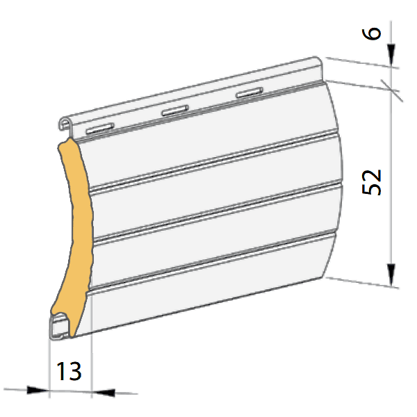 Maße Rollladenstab AP52 aus Aluminium