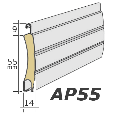 Maße Rollladenstab AP55 aus Aluminium