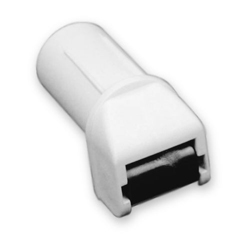 enobi Mini-Steckleitrolle mit Leitrolle und Bürseneinsatz, bis 15 mm Gurt, weiß