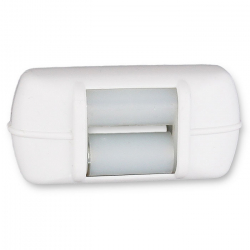 enobi Mini-Gurtführung Horizontal mit Leitrolle und Bürstendichtung, bis 15 mm Gurt, weiß